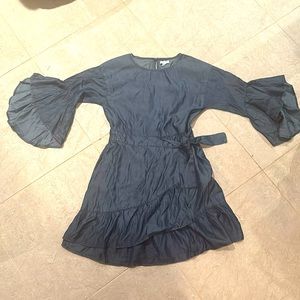 Girls Habitual denim wrap dress
